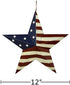 Set of 2 Metal Patriotic Barn Star Wall Decor, Rustic American Flag Indoor Outdoor Star Art for 4th of July Decoration