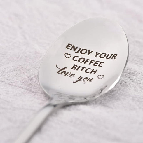 Coffee Spoon Gifts for Husband Wife - Birthday Gift for Bf, Girlfriend, Bestie, Enjoy Your Coffee Love You Spoon