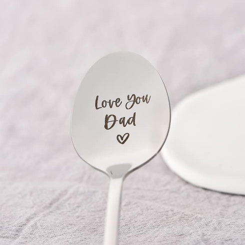 Dad Father Gifts Spoon from Daughter Son, I Love You Dad Spoon Gift for Father's Day Birthday, Cute Engraved Spoons