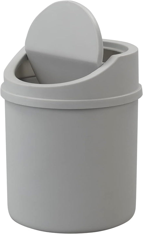 0.5 Gallon Plastic Mini Trash Can with Swing Lid, Tiny Garbage Can, Gray