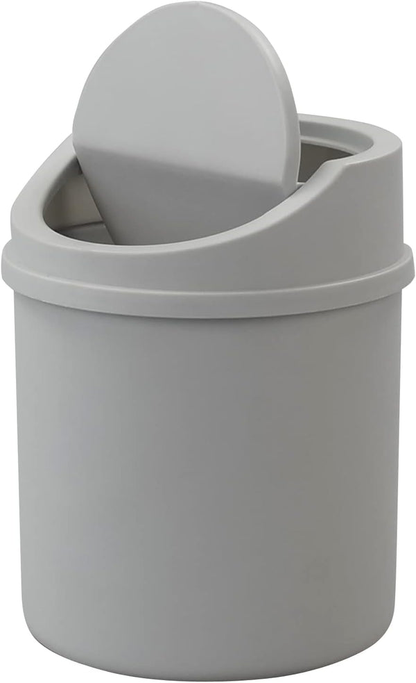 0.5 Gallon Plastic Mini Trash Can with Swing Lid, Tiny Garbage Can, Gray