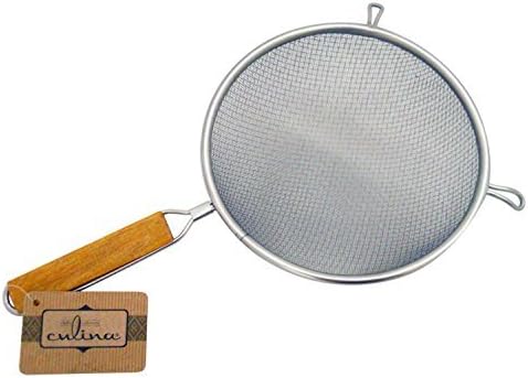 Culina 8" Double Mesh Strainer, Stainless Steel with Wooden Handle