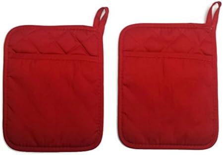 Home Collection Set of 2 Neoprene Pot Holders - 2 Red and 2 Black