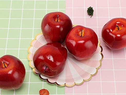 Yangshine 3 Pack Artificial Lifelike Simulation Apples Decorative Red Fruit for Home House Kitchen Thanksgiving