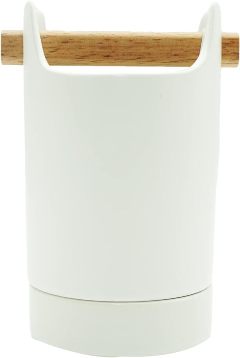 Kitchen Utensil Holder for Flatware, Silverware, Cutlery, Wood and Ceramic Countertop Caddy