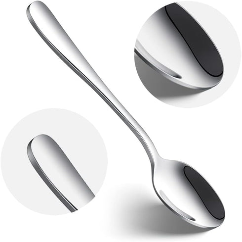 IQCWOOD Coffee Spoons, Mini Espresso Spoons, 6 Pieces Stainless Steel Spoons Silverware Set, Dinner Spoons for Home, Kitchen or Restaurant, Dishwasher Safe 4.7 Inches