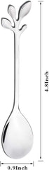 Stainless Steel Leaf Coffee Spoon, SZBAIDEKJ 10 Pcs Creative Tableware Dessert Spoons, Stirring, Mixing, Sugar, Stir, Ice Cream Teaspoon Set (Silver)