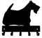 Scottish Terrier Key Holder Dog Leash Hanger for Wall, Large 9 inch Wide with 5 Hooks, Made in USA