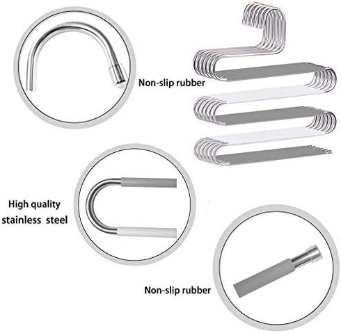 devesanter Pants Hangers Space Save Non-Slip 6 Pack S-Shape Trousers Hangers Stainless Steel Clothes Hangers Closet Storage Organizer for Pants Jeans Scarf Hanging Grey and White by devesanter