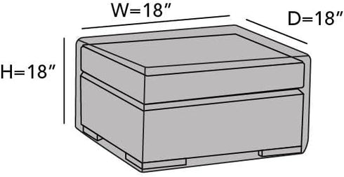300D 18W 18D 18H, Covermates Elite Square Ottoman Cover Heavy-Duty Polyester, Water-Resistant, Mesh Vent, Drawcord