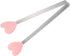 Mini Food Tongs 5.3" Heart Shape Stainless Steel with Silicone Tips, Small Cooking Tongs for Grilling and BBQ (Pink)