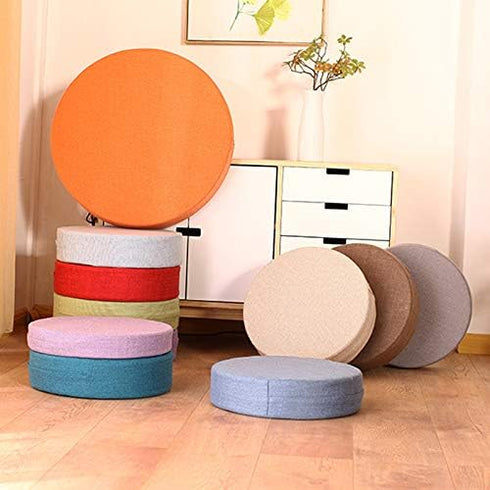 Kelendle 23.62 Inches Round Floor Pillow Tatami Cushion Cover, Japanese Futon Meditation Seating Ottoman Throw