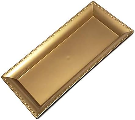 Decorative Gold Rectangular Plastic Charger Tray for Dining Table, Set of 2, Christmas Holiday Party Decor