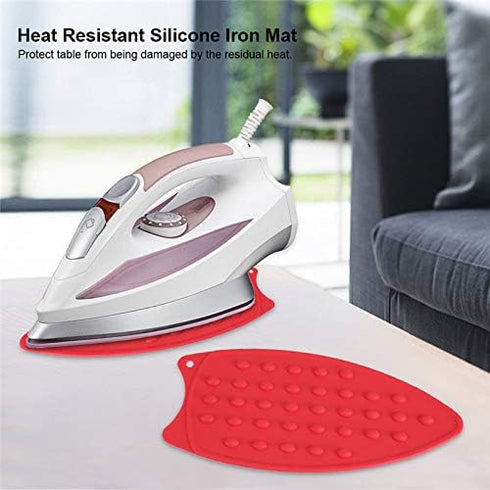 Multipurpose Silicone Iron Rest Pad for Ironing Board, Hot Resistant Mat, Silicone Heat Resistant Iron Rest Pad (Red).