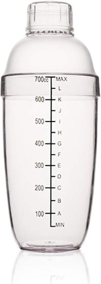 FEOOWV Plastic Cocktail Shaker, Hand Drink Mixer Boba Tea Shaker Cup with Scales, 24 oz / 700cc