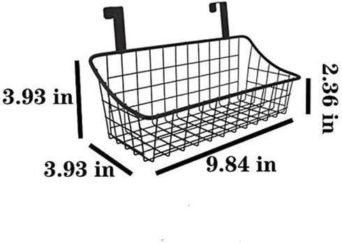 LeleCAT Grid Storage Basket with Hook, Hang it Behind a Door or on a Railing, Over the Cabinet Door, Small, Black, 1