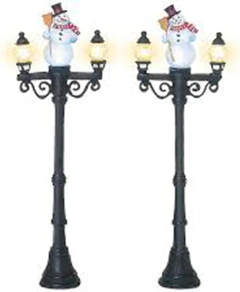 Department 56 Accessories for Villages Miniature Snowman Street Light Display Piece, Set of 2