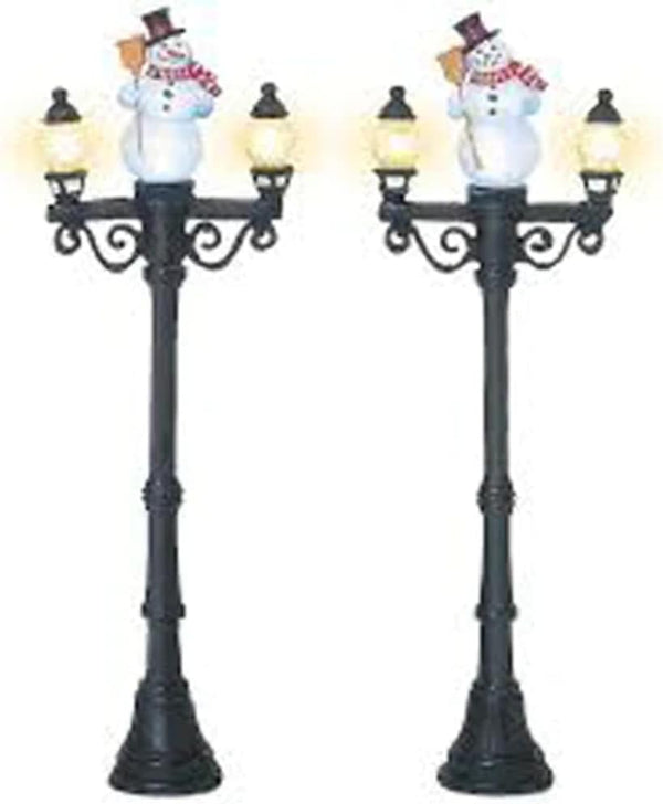 Department 56 Accessories for Villages Miniature Snowman Street Light Display Piece, Set of 2