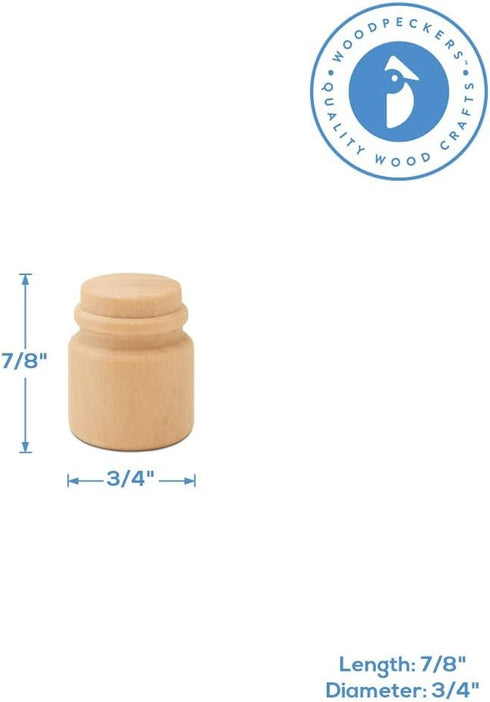 7/8 inch, Pack 100 Unfinished Wood Jar of Dollhouse Miniatures, Decorative Mini Honey Jar or Wooden Mason Jars