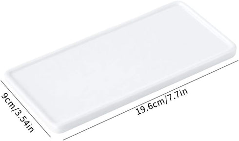 Ceramic Kitchen Tray - Bathroom Sink Organizer, Small Rectangle Candle & Jewelry Tray in White