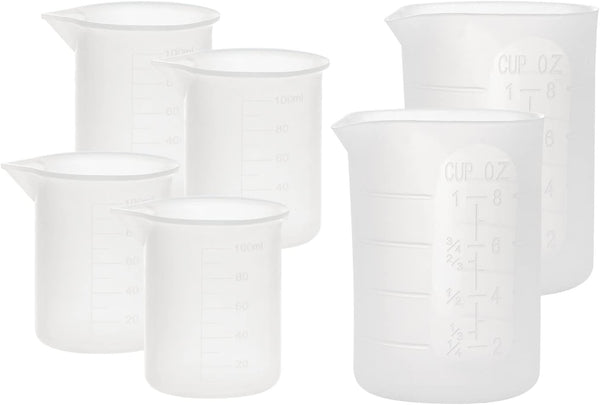 Gartful 250ml & 100ml Silicone Measuring Cups, Nonstick Reusable Mixing Cups for Crafts, Set of 6