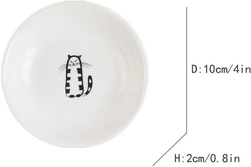FUYU 6pcs Cute Cat Ceramic Sauce Plate, Snack Plate, Side Dish, 4 inches