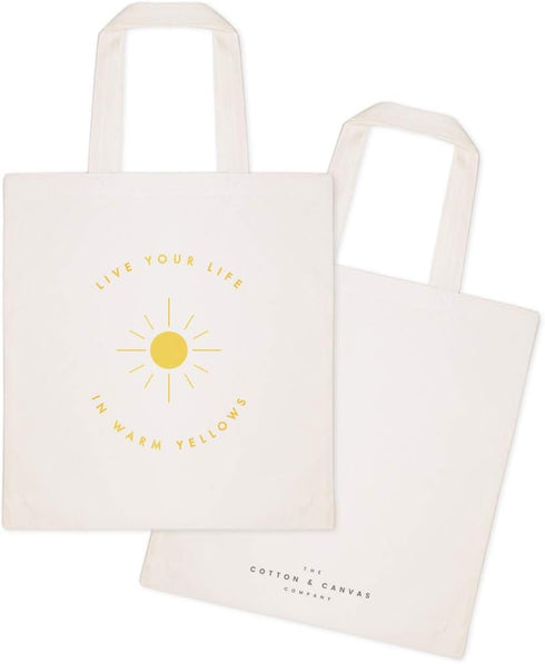 The Cotton & Canvas Co. Live Life in Warm Yellows Summer Beach Bag, Reusable Shoulder Tote and Handbag