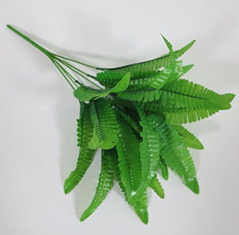 Leoyoubei 4 Bunches 14" Ferns, Artificial Boston Fern Bush Plant for Indoor Outdoor Hanging Basket Decor