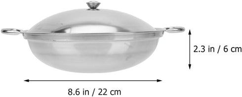 Kichvoe Stainless Steel Wok Pan with Lid, 2pcs Nonstick Frying Pan for Home Outdoor Camping BBQ, 22cm