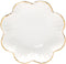 Porcelain Serving Dish, Ceramics Flower Relish Tray with Metallic Rim, 6.6 inch White