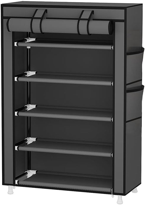 5 Closet Calmootey Tier Shoe Rack Organizer,Portable Shoe Shelf with Nonwoven Fabric Cover
