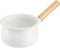 Jucoan 1 Quart Enamel Milk Pan - Small Saucepan with Dual Pour Spout and Wooden Handle for Home Cooking
