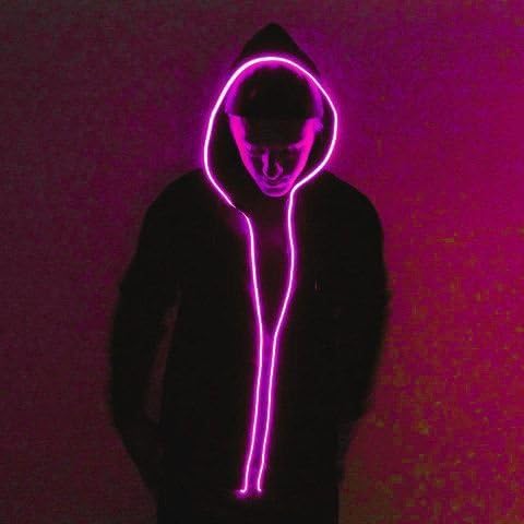 JIGUOOR 16.4ft / 5m EL Wire Battery Pack - Bright Neon Light Strip for DIY, Party, Festival, Halloween, Pink