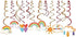 15Ct Rainbow Hanging Swirl Decorations, Sunshine Birthday Party Supplies Fan Decors