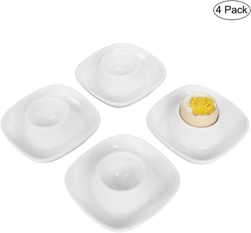 Bealuffe (4 Pack) Ceramic Egg Cups for Soft Boiled Eggs, Egg Holder Porcelain Egg Dish for Breakfast for Easter