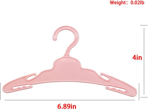20 Pcs Doll Hangers for 18 inch Doll Clothes, Sturdy Accessories, Safe ABS Plastic (10 Pink and 10 White)
