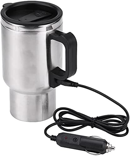 GOTOTOP Car Heating Cup, 12V 450ML Electric Car Kettle, Portable Stainless Steel Heated Travel Mug