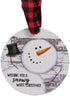 Set of 3 Snowman Shiplap Style Christmas Wood Ornaments - Wishing You a Snowy White Christmas - Buffalo Checked Hanger