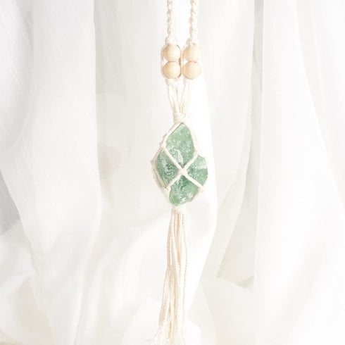Natural Green Fluorite Meditation Healing Crystals, Feng Shui Hanging Ornament for Car, Home Decor