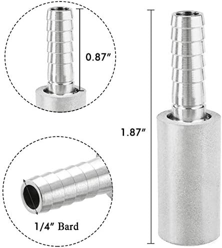 YOUHO 2PCS 0.5 Micron Diffusion Stone, Stainless Steel Aeration Stone with 1/4" Barb for Homebrew Wine Beer Soda