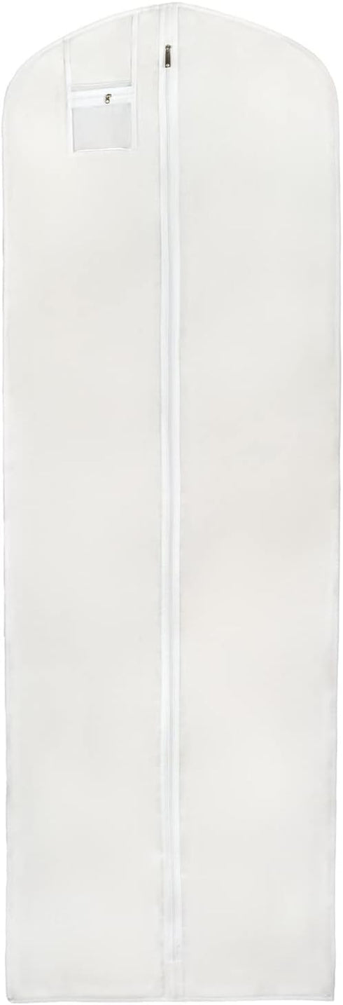 L-Pack Extra Long Wedding Dress Garment Bag, White Clothes Cover for Storage or Travel (72-in)
