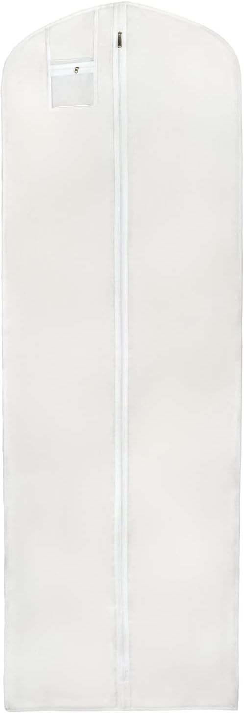 L-Pack Extra Long Wedding Dress Garment Bag, White Clothes Cover for Storage or Travel (72-in)