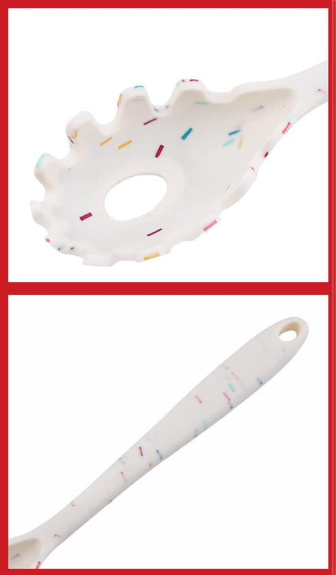 Silicone Pasta Fork (11.5"), High Heat Resistant to 480°F, Hygienic One Piece Design, Spaghetti Strainer