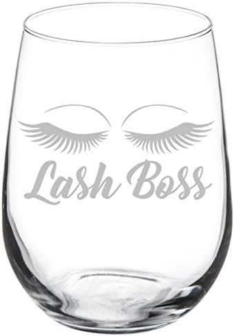 Wine Glass Goblet for Makeup Lash Extension Artist - 17 oz Stemless