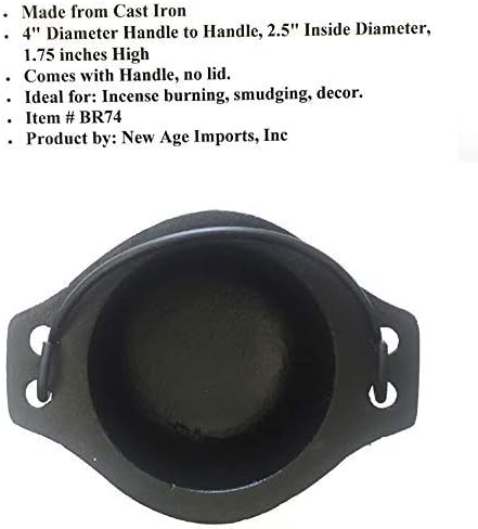 Cast Iron Cauldron w/Handle, Ideal for Smudging, Incense Burning, Candle Holder, 4" Diameter