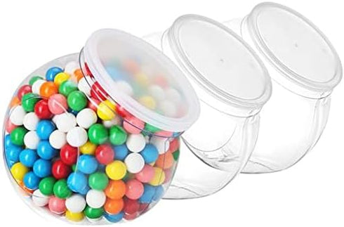DilaBee 3 Pack Plastic Candy Jar - 48oz Round Jars with Lids for Candy Buffet, Kitchen & Office