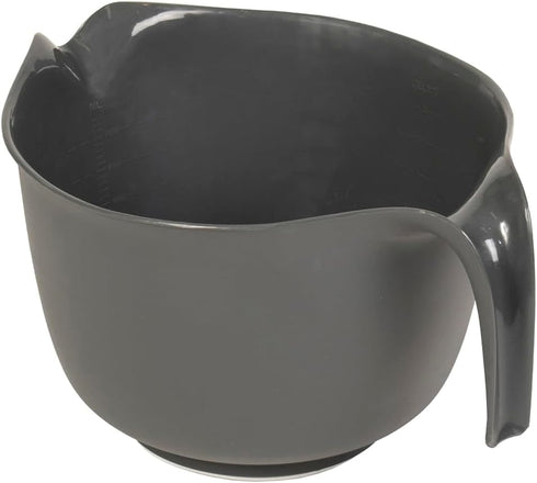 Glad Mixing Bowl with Handle – 3 Quart Heavy Duty Plastic with Pour Spout for Cooking and Baking, Grey