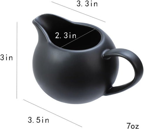 Black Ceramic Coffee Serving Set, Creamer Pitcher and Sugar Bowl, Simple Design