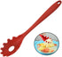 Spaghetti Spoon Pasta Fork, 11.2 Inch Silicone Strainer with Stainless Steel Handle, BPA Free (Red)