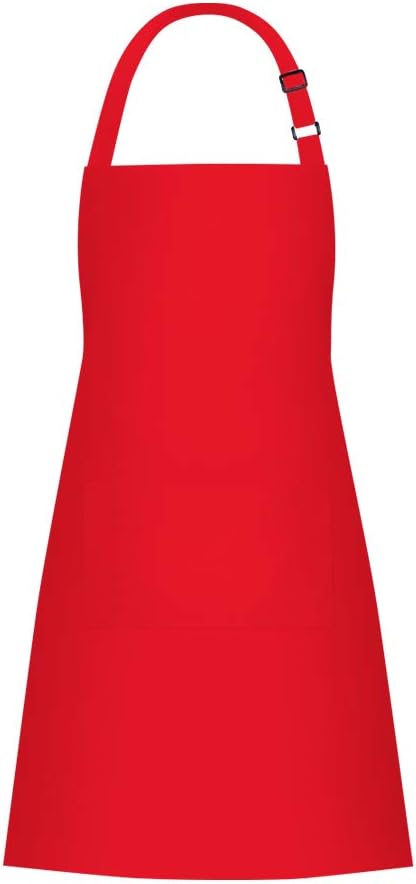1 Pack Red Bib Aprons with 2 Pockets for Cooking Chef Kitchen, Suitable for Women and Men